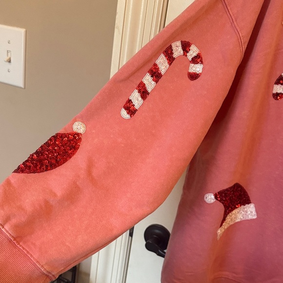White Birch Red and White Holiday Mineral Washed  Sweater - Picture 5 of 7